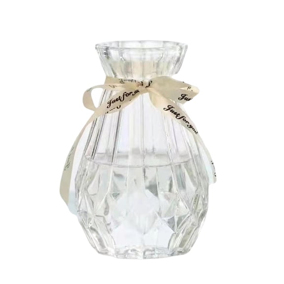 Clear Glass Vase for Flower, Diamond Textured Decorative Centerpiece For Hydroponic Plants And Fresh Flower Arrangements Transparent