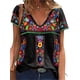 thumbnail image 1 of Apvirdy - Camisas Mexicanas con Cuello en V para Mujer, Manga Corta, Bordadas con Flores, Estilo Étnico Suelto Campesino, 1 of 2