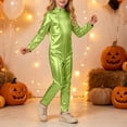 thumbnail image 5 of Girls Shiny Metallic Mock Neck Unitard Long Sleeve Full Jumpsuit Kids Slim Fit Bodysuit Dance Leotard Turtleneck Jumpsuit, 5 of 7