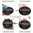 thumbnail image 2 of FMSHPON Laugh Often Word Black Set of 4 Round Coaster for Drinks, Absorbent Ceramic Stone Coasters Cup Mat with Cork Base for Home Kitchen Room Coffee Table Bar Decor, 2 of 6