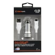Blackweb 3' Dual-Port USB Car Charger, Silver