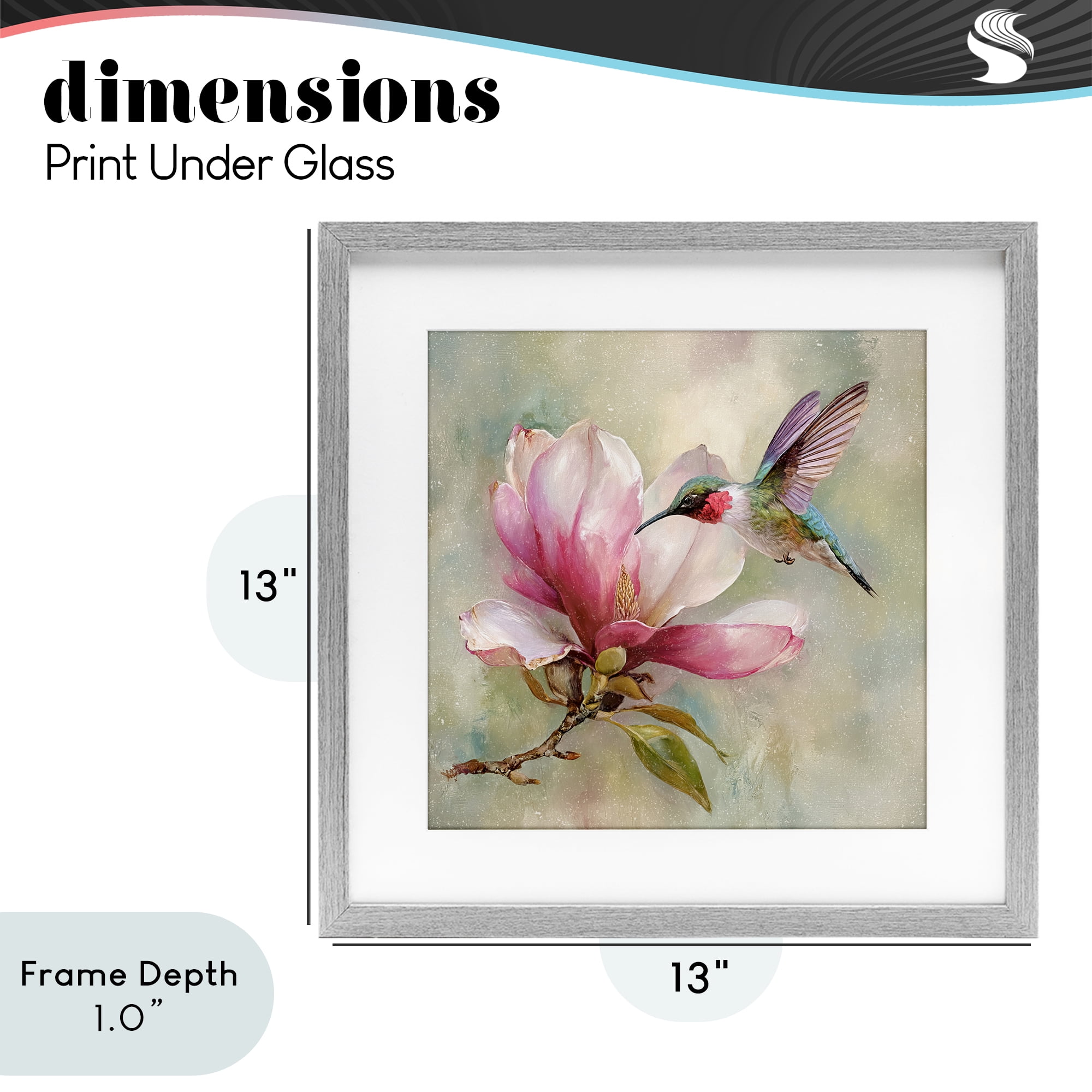 Stupell Industries Magnolia Ruby Hummingbird Gray Framed Print Under Glass, design by Tina LeCour