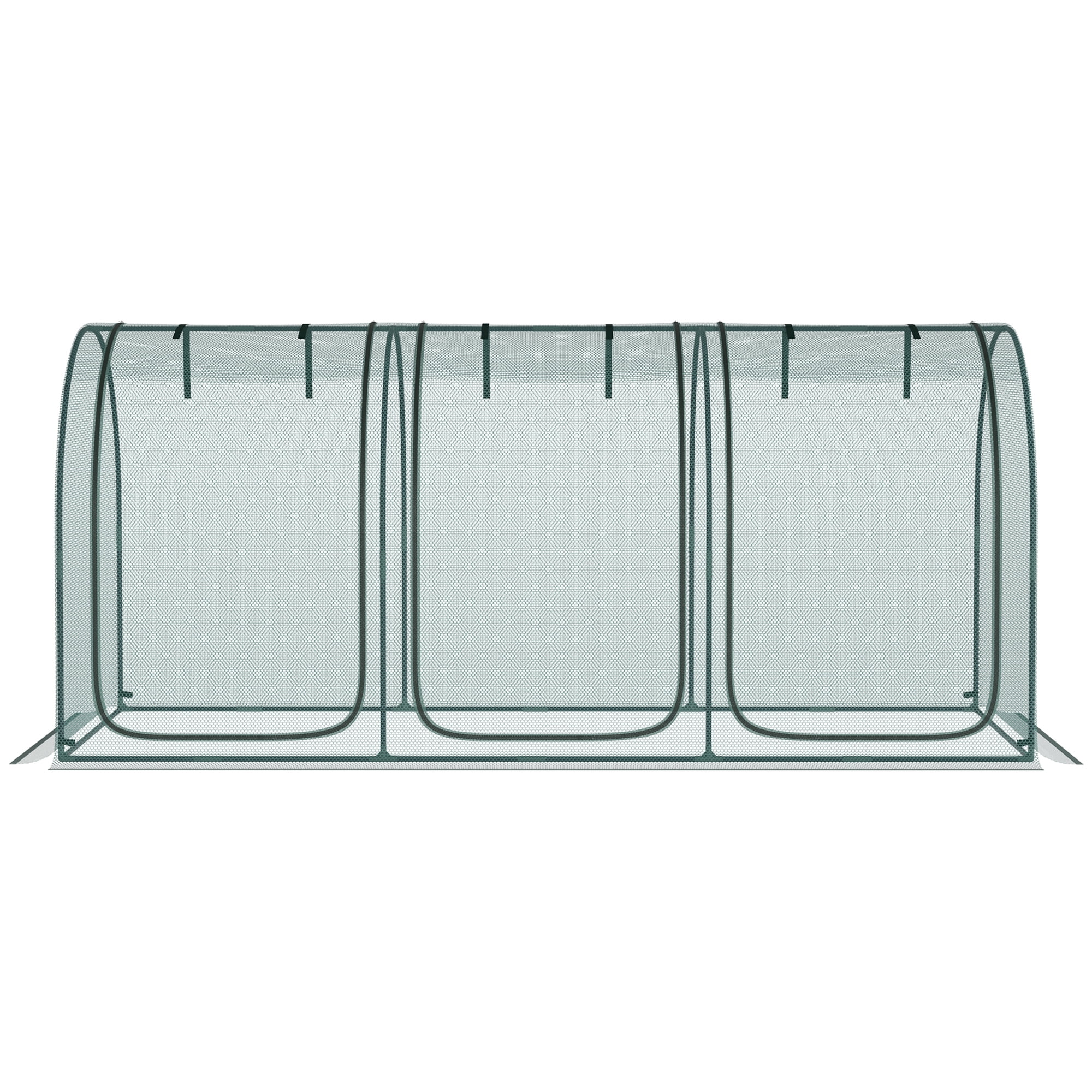 9' x 4' Crop Cage, Plant Protection Tent with Three Zippered Doors, Storage Bag and 6 Ground Stakes, for Garden, Yard, Lawn, Green