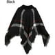 thumbnail image 2 of Ficarrico Poncho de cuello alto para mujer, suéter de punto, capa, chal, abrigo, borlas, cuello alto, Poncho de ala de murciélago, capa de invierno, 2 of 4