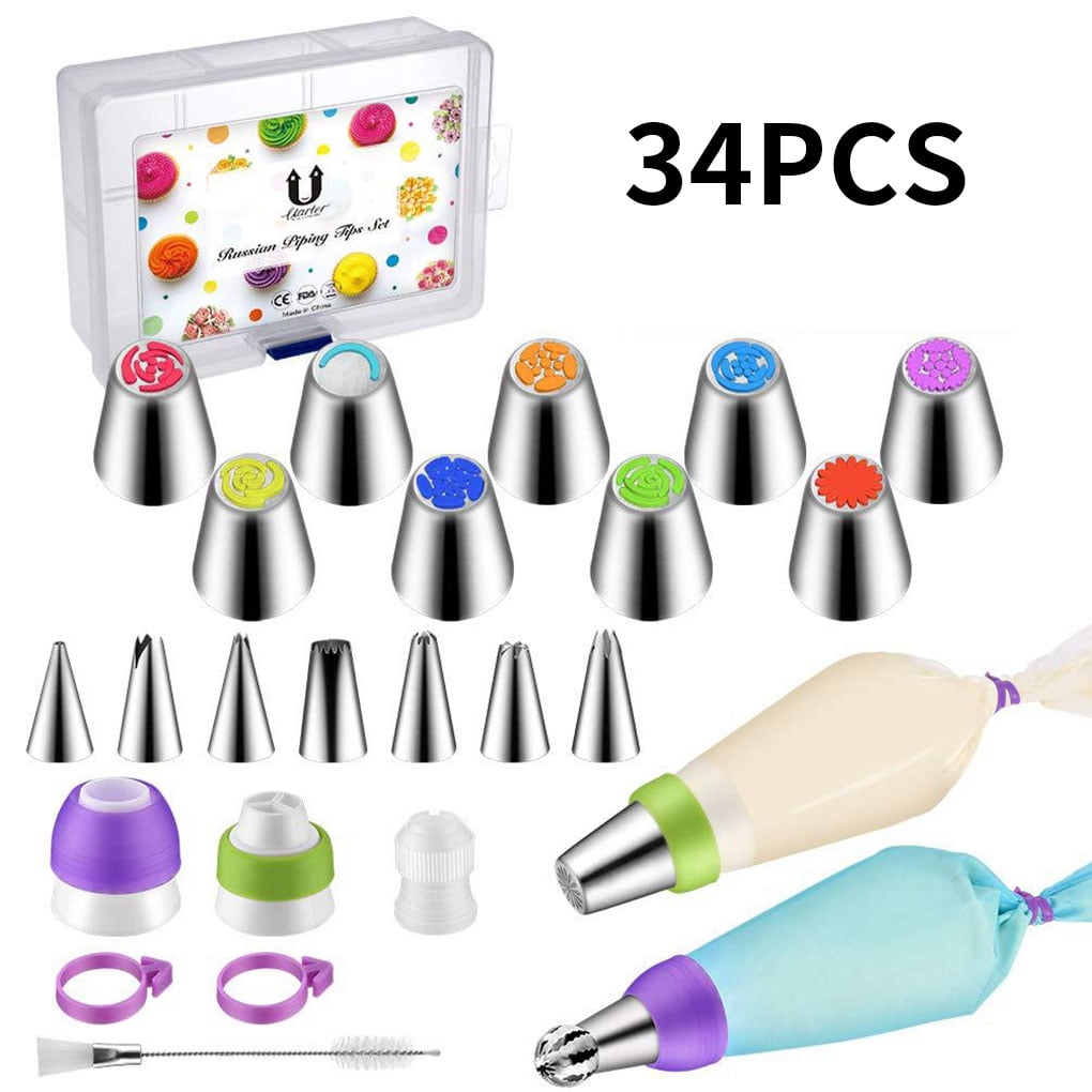 Cake Decorating Kit Supplies Set Tools Piping Tips Pastry Icing Bags Nozzles fas 