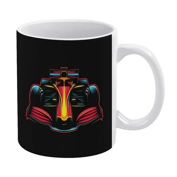 F1 Racing Car 11oz Coffee Mug with Handles Ceramic Tea Cup For Water Tea Drinks Dishwasher and Microwave Safe