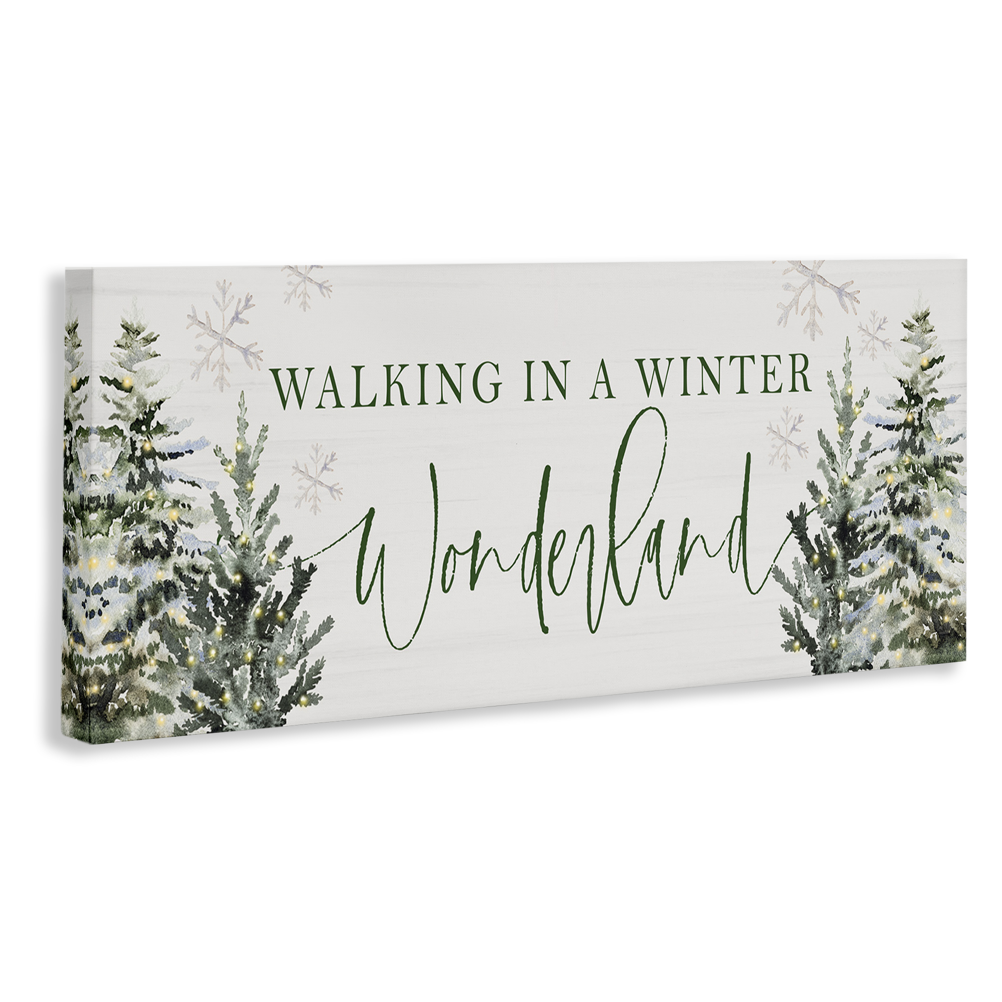 Stupell Industries Winter Wonderland Trees Typography Painting Gallery Wrapped Canvas Art Print Wall Art, 30 x 13
