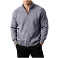 thumbnail image 2 of Miqool Men's Cardigan Sweaters Full Zip Stand Collar Long Sleeve Casual Knitted Tops Fall Winter Sweaters, 2 of 8