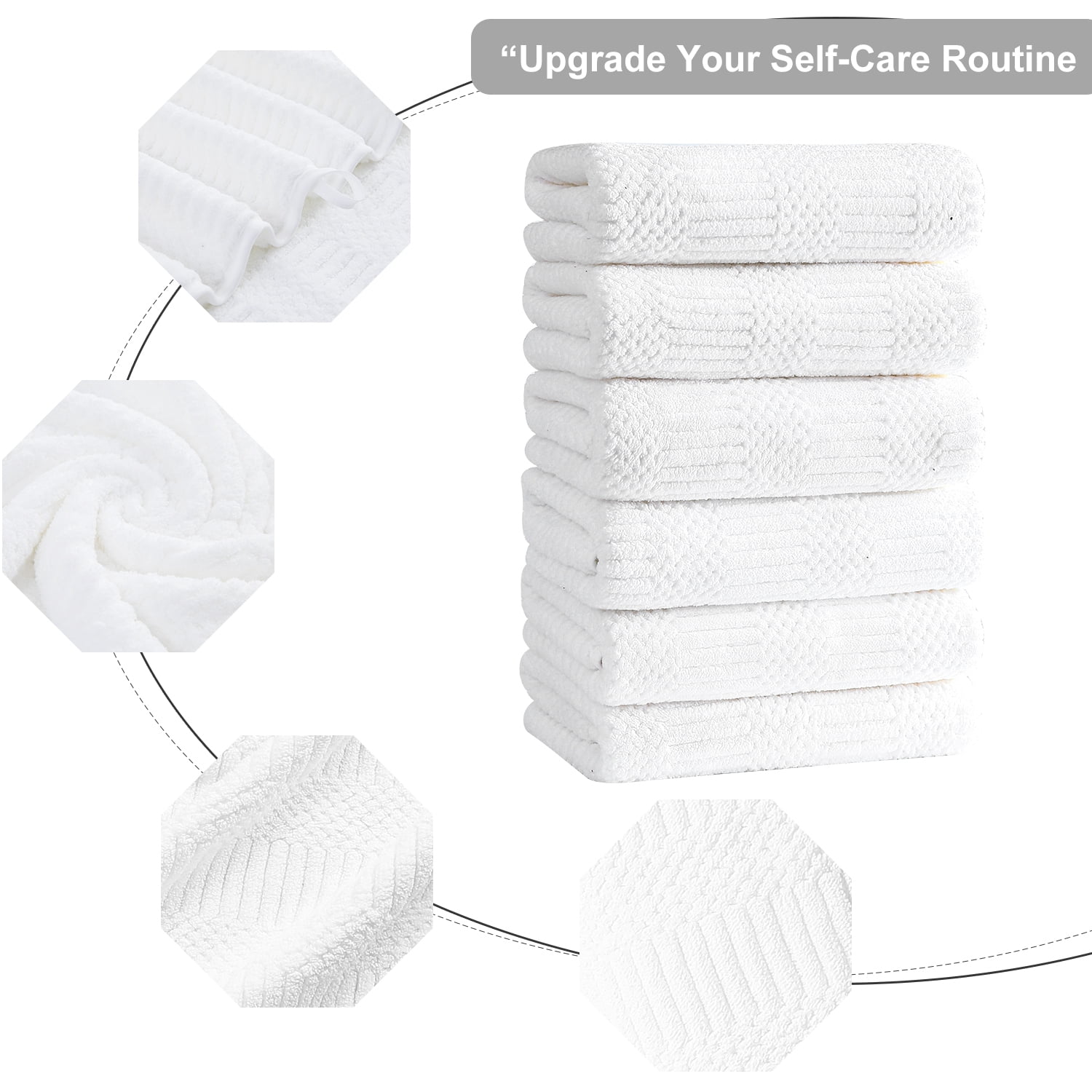 Jessy Home 12 Pack White Hand Towel Set 16"x31" Soft Highly Absorbent Quick Dry Bathroom Towels 600 GSM Microfiber Plush Towels