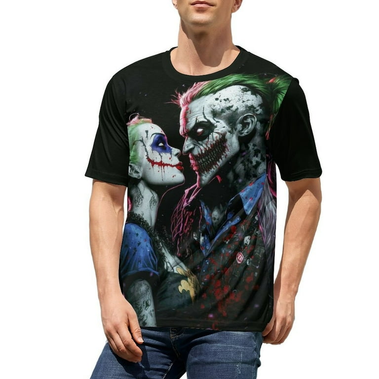 Harley Quinn Joker Men's T-shirt Short Sleeve Shirt Full