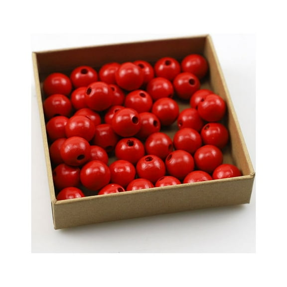 MLINS Wooden Beads for Crafts Bright Red Color Safe and Durable DIY Jewelry Making Supplies 100pcs