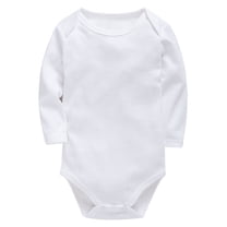 PINQI Baby Plain Cotton Short Sleeve Jumpsuit Children's Romper Boys and Girls Solid Color Bodysuit Summer Soft and Comfy Clothes(a-White,6-9 Months )