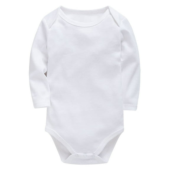 Fdrone Newborn Baby Button Solid Color Cotton Long Sleeve Bodysuit One-Piece Crewneck Romper Infant Jumpsuit Boy Girl Fall Romper Bodysuit