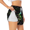 thumbnail image 1 of Balery Music Notes Pantalones cortos deportivos para mujer con forro y dos bolsillos, elásticos, para entrenamiento, gimnasio, yoga-XX-Large, 1 of 7
