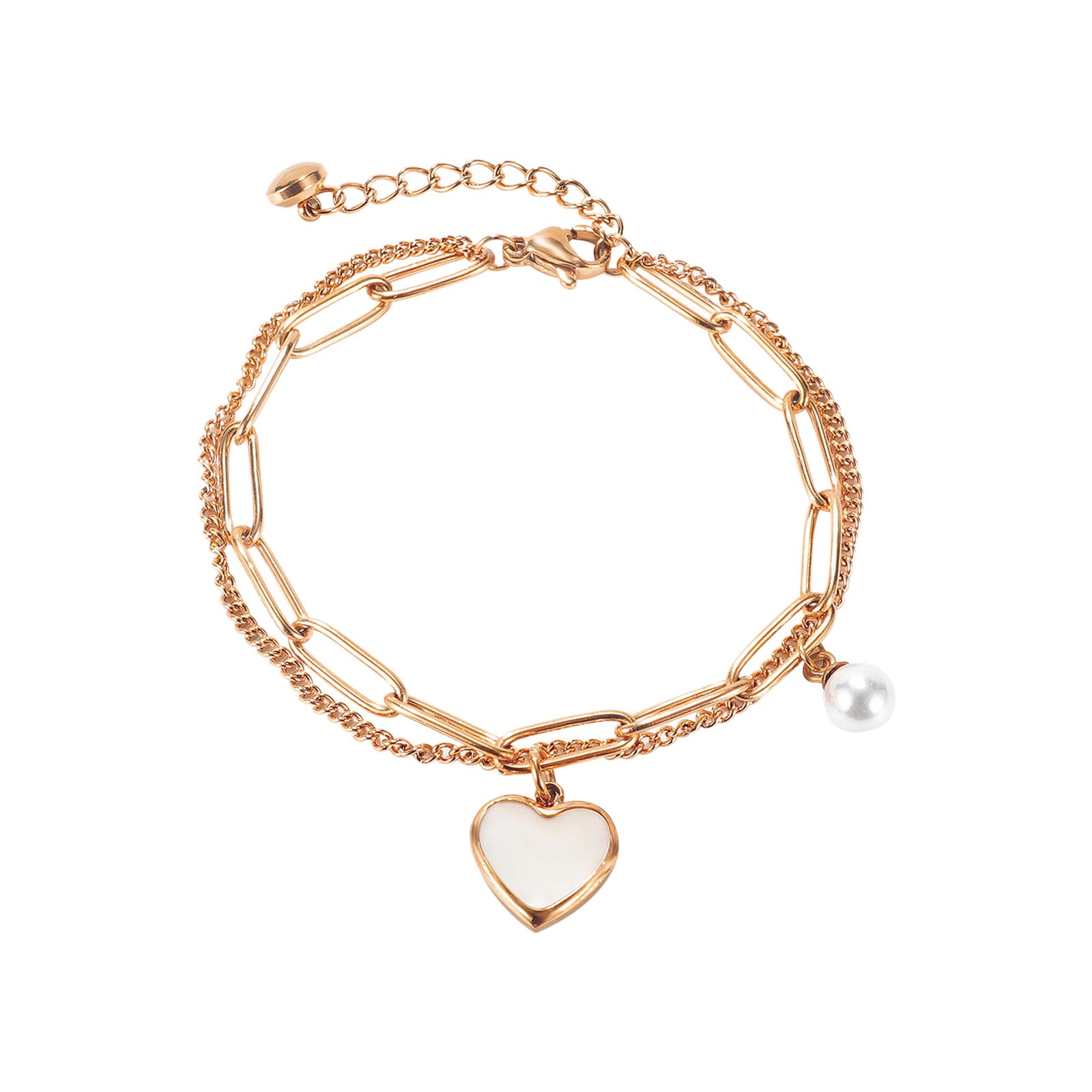 Girlfriend Gift Jewellery Silver Popcorn Chain Pearl Black Heart Charm –  Feelontop Jewellery