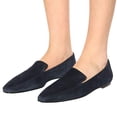 thumbnail image 2 of YDN Women Comfortable Almond Closed Toe Loafers Flats Heels Slip On Pumps Office Ladies Fashion Dressy Soft Shoes Size 6 Navy-suede, 2 of 4