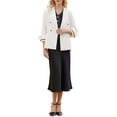 thumbnail image 2 of INSPIRE CHIC Women's Double Breasted Formal Blazers Notched Lapel 3/4 Sleeve 2025 Work Office Suit Jackets S White, 2 of 5