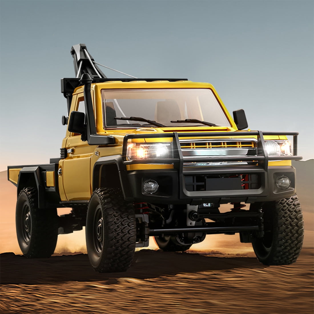 All-Terrain RC Crawler Car, 1/12 Scale 2.4G Full-proportional 4WD RC Climbing Car Engineering Vehicle with Functional Crane, Liftable Hook & 2-Speed, Collectible Gift for Adult(RTR Version)