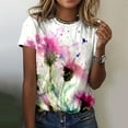 thumbnail image 2 of 2025 Tunique Décontractée pour Femmes T-Shirts Complets pour Femmes Col Rond Haut Imprimé Hauts pour Femmes Chemise en Spandex Manches Courtes T-Shirts Ensemble Chemise Blouse, 2 of 4