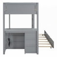 thumbnail image 2 of Twin Size Wood Platform Bed Frame with Storage and Desk, Gray (No Box Spring Needed), 2 of 20