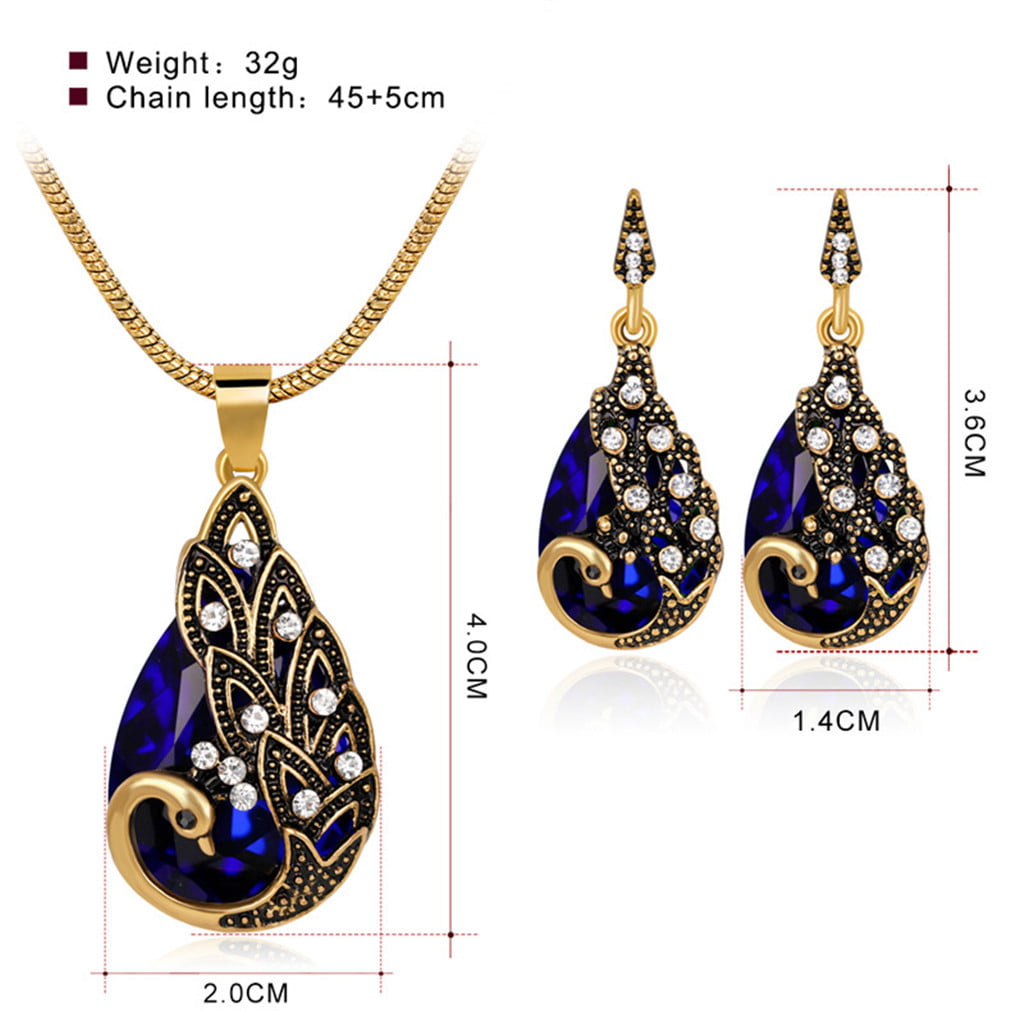 Kayannuo Gifts For Women Back to School Clearance Women's Peacock Pendant Earring Necklace Vintage Wedding Jewellery Set Christmas Gifts - image 4 of 4