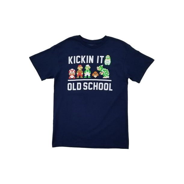 Super Mario Bros. Super Mario Bros Mens Navy Blue Kickin It Old