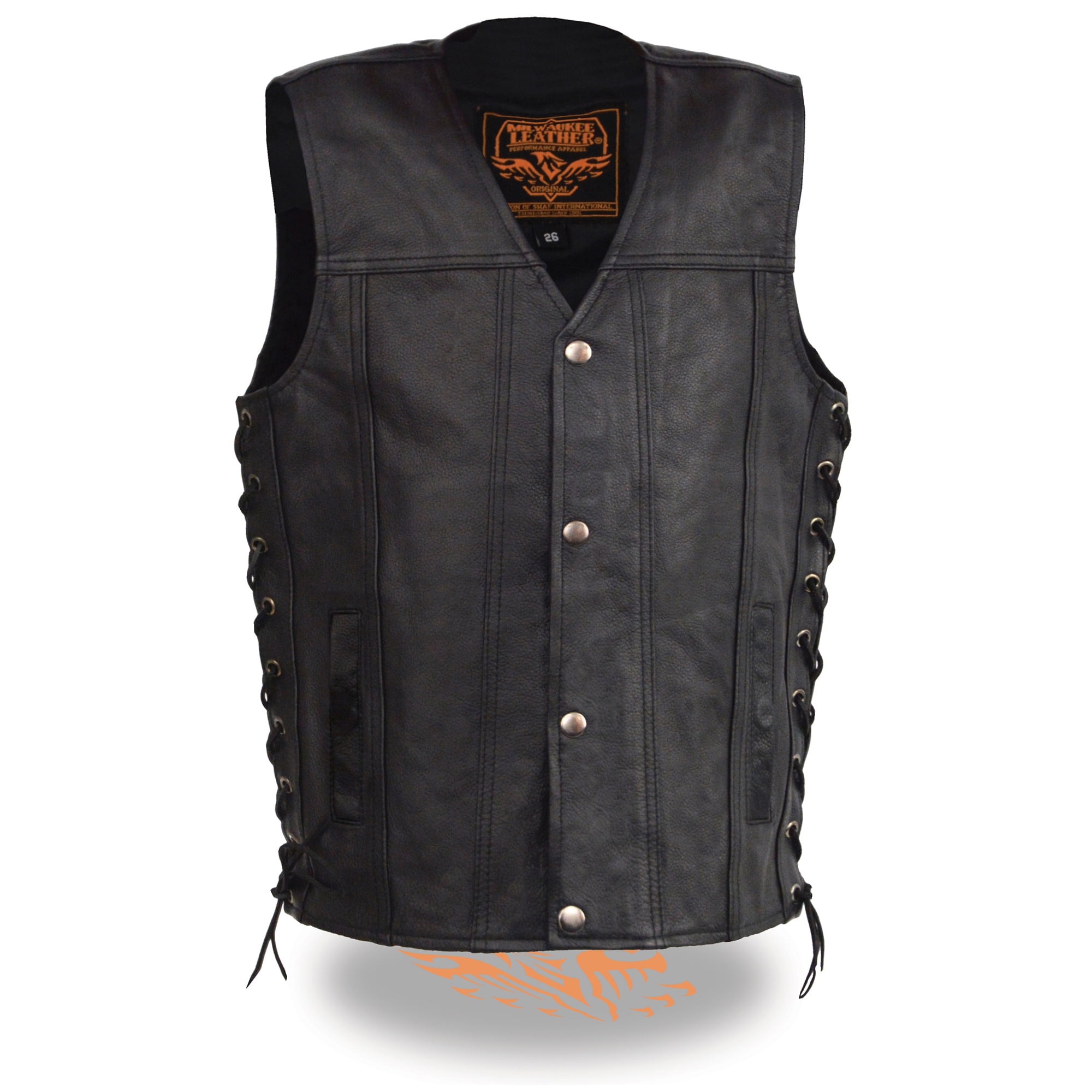 Youth Sized Snap Front Side Lace Leather Vest - Walmart.com
