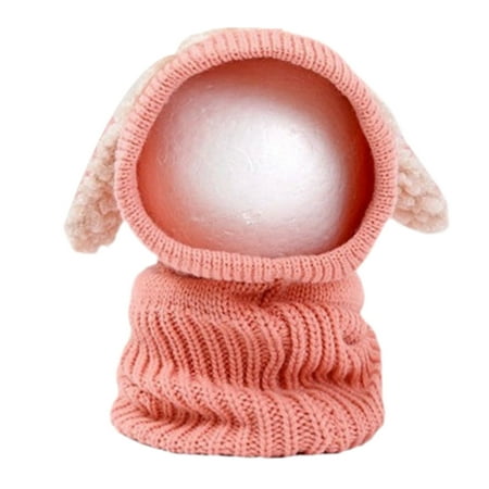 

Chicmine Cute Baby Knitted Warm Beanie Hat One-Piece Hat Scarf Puppy Ear Shape Plush Decor Baby Cap Scarf Kids