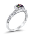 thumbnail image 5 of Halo Round Engagement Ring Rainbow CZ 925 Sterling Silver Size 7, 5 of 5