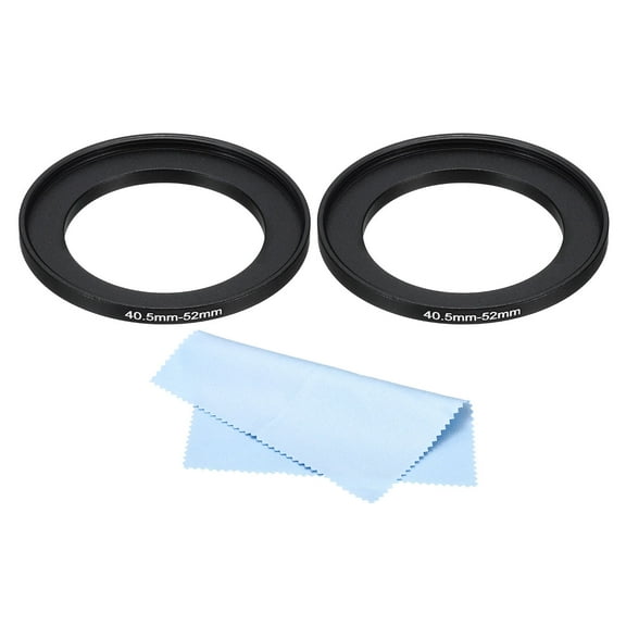 Uxcell 40.5mm-52mm Step Up Ring with Cleaning Cloth, 2 Pack Camera Lens Filter Adapter Ring, Black