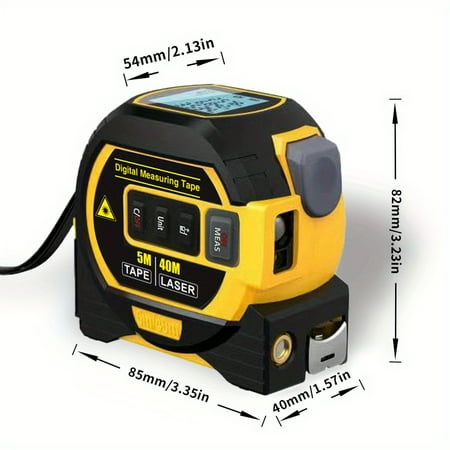 

1pc High Precision 3-in-1 Laser Tape Measure with Digital Rangefinder and Steel Tape - Accurately Measure Distances Lengths and Heights with Ease