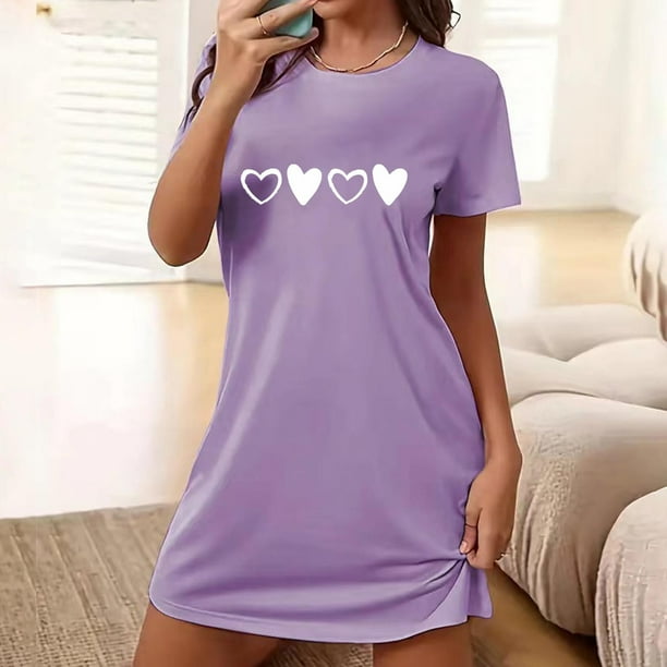 Camisón corto de talla grande para mujer, camisón de manga corta con estampado de pecho a la moda, camisón para mujer