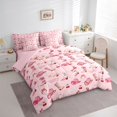 thumbnail image 3 of Manfei Girls Western Cowgirl Twin Bedding Sets 7-Piece,Dreamy Princess Bedding Comforter Set Microfiber,Kawaii Bow Boots Hats Breathable Sheet Sets,Super Cozy Room Decor,Reversible, 3 of 8