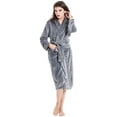 thumbnail image 2 of Womens Mens Fleece Robe Soft Plush Bathrobe Long Warm, 2 of 7