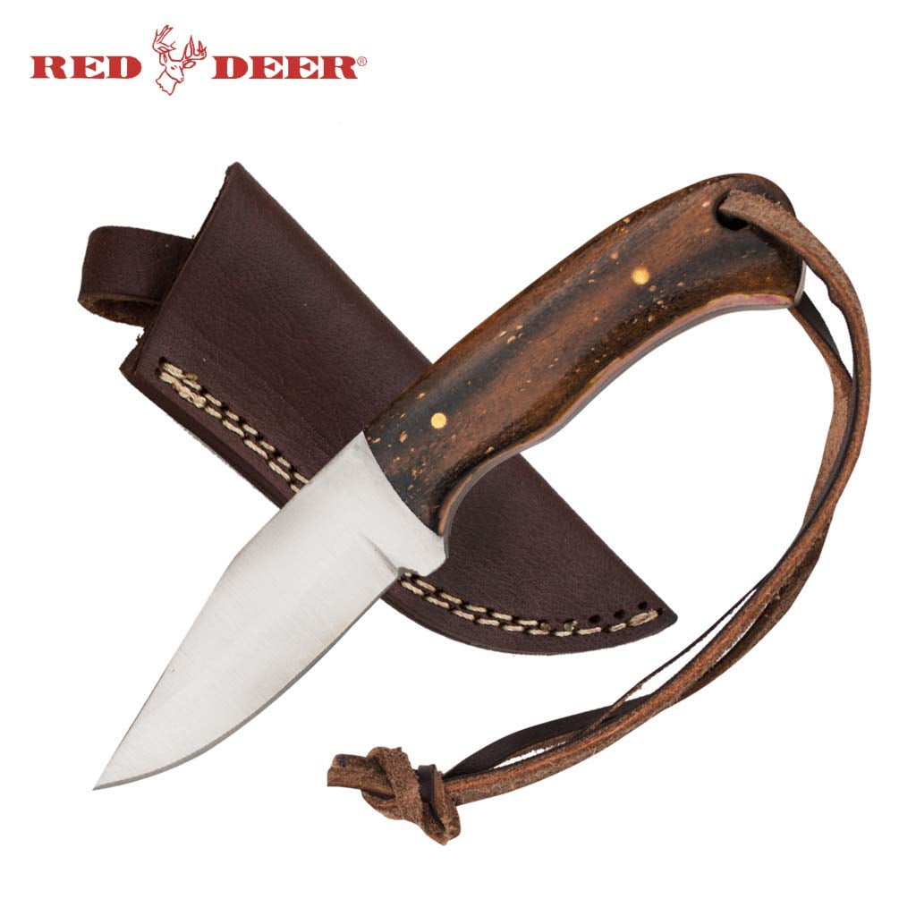 Red Deer Mini 6 inch Burnt Bone Hunting Knife by AnyTime Blades