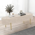 thumbnail image 3 of Andeworld Upholstered Ottoman Bench Seat with Gold Legs,Sitting Bench Living Room Bench for Bedroom Indoor Benches(Beige), 3 of 6