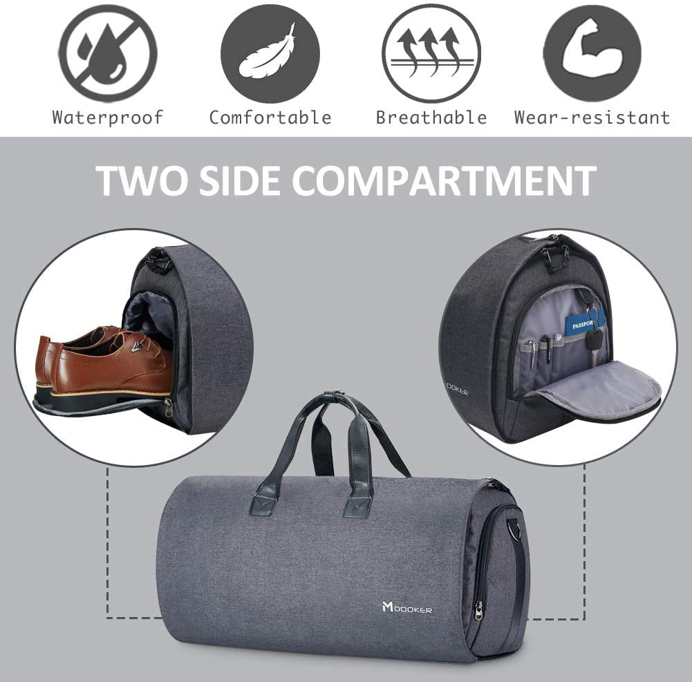 Amazon.com | Leather Garment Bag for Travel, Modoker Carry On Suit Carrier  Travel Bag with Shoulder Strap/Multiple Pockets - Ideal for Business Trips  & Weekend Getaways - The Garment Duffel Bag for