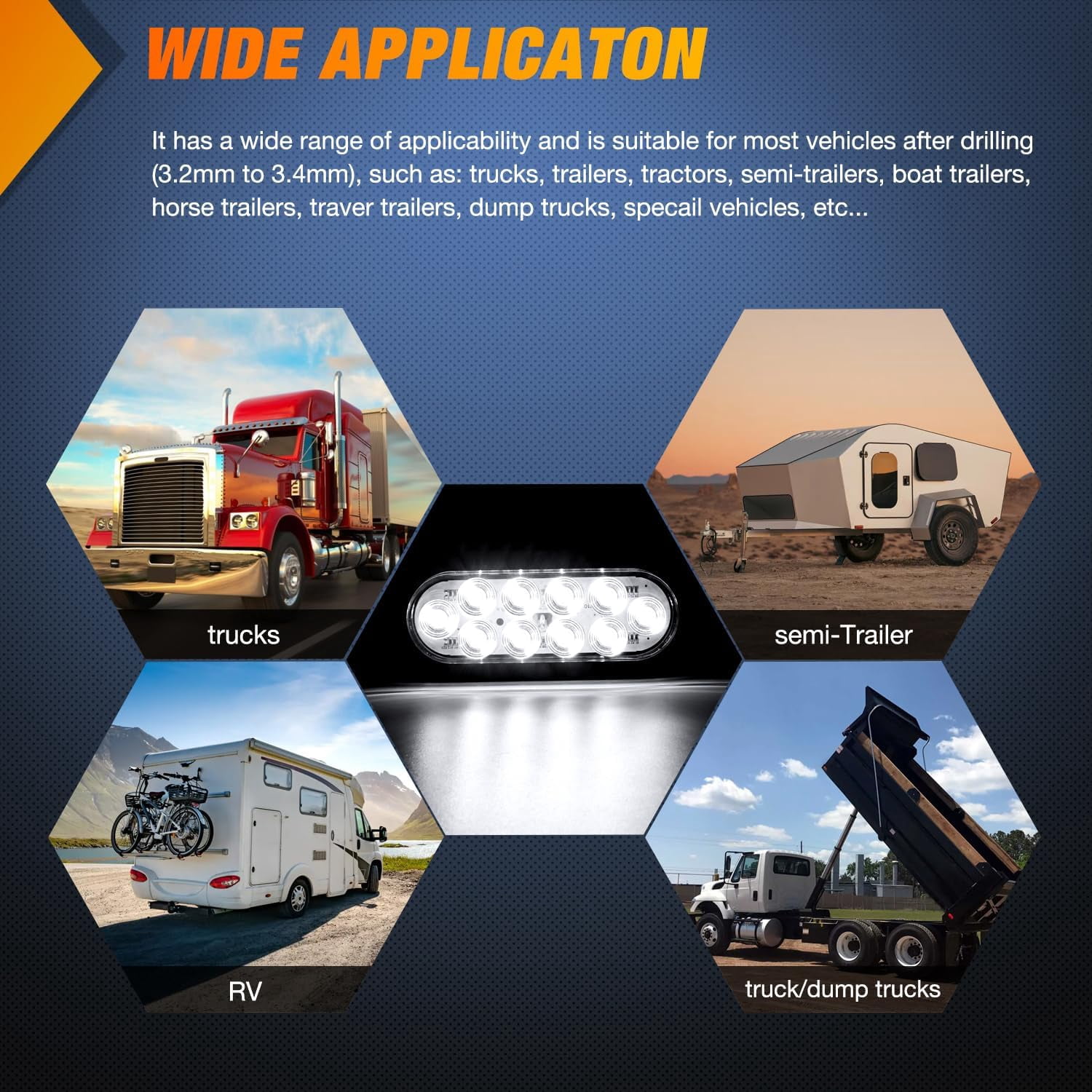 6" Oval White LED Trailer Tail Light Surface Mount 10 LED Waterproof Reverse Back Up Trailer Lights for Truck RV Bus Lorry High Brightness ,4Pcs