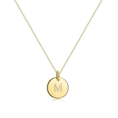 Valloey Rover 14K Gold Plated Personalized Initial Disc Double Side Engraved Alphabet Letter Pendant Necklace Jewelry Gift for Women