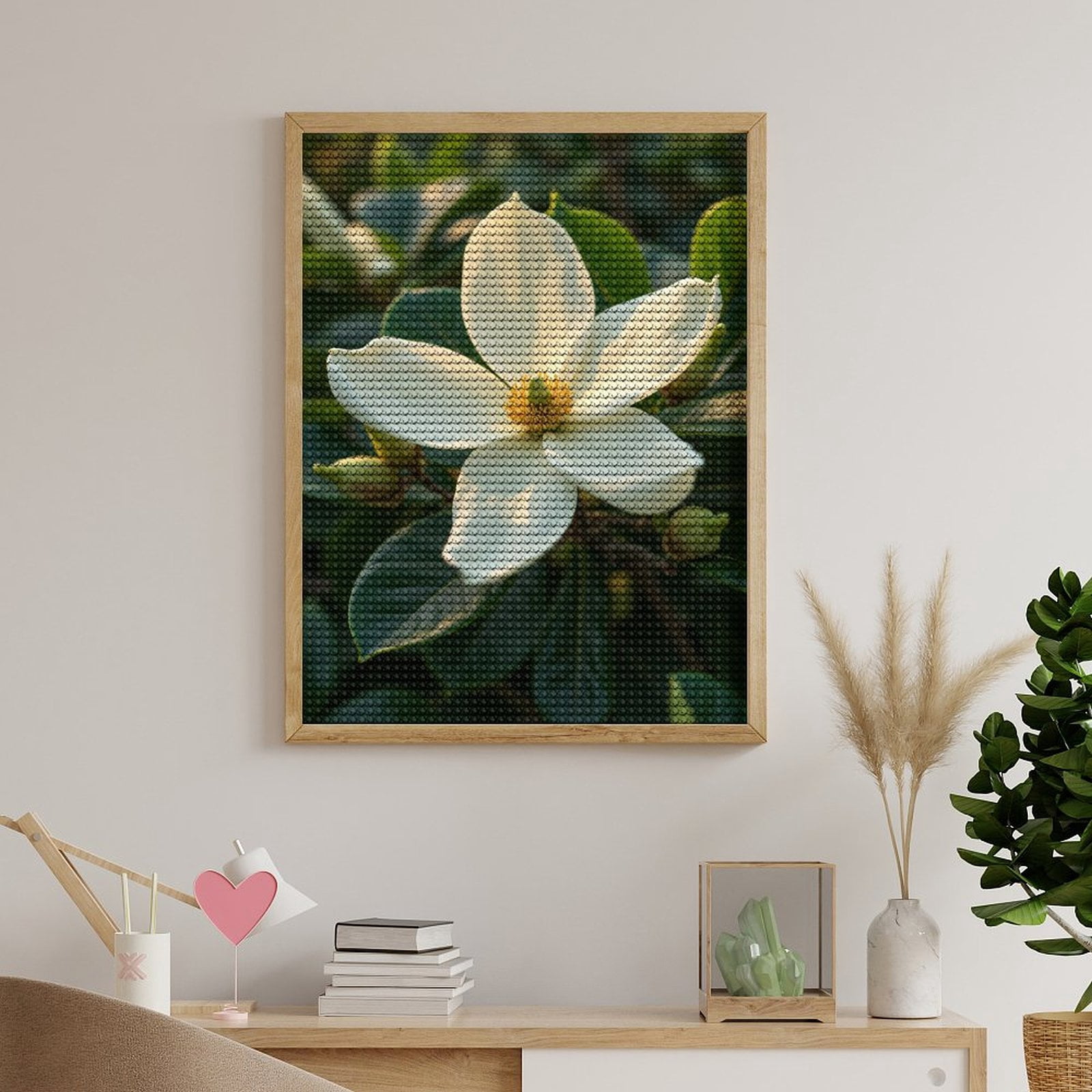 Diamond Art Kits for Adults - Southern Magnolia Blossom Sunlit 5d Diamond Painting for Adults, Diamond Art for Adults Beginners, Frameless Diamond Painting Kits for Adults for Home Wall Decor