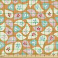 thumbnail image 2 of Floral Fabric by the Yard, Feminine and Retro Theme Scattered Round Motifs with Flowers, Decorative Upholstery Fabric for Sofas and Home Accents, Apricot Rose by Ambesonne, 2 of 5