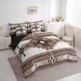 thumbnail image 3 of jejeloiu Western Tribal 7-Piece Twin Bedding Sets,Retro Aztec Geometric Bedding Comforter Set,Brown White Sheet Sets For Adult,Microfiber Bedroom Decor Reversible, 3 of 8