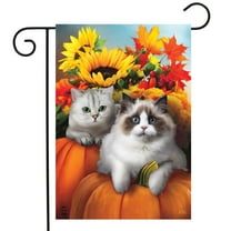 Briarwood Lane Fall Cats Floral Garden Flag