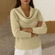 thumbnail image 4 of Uootdi Women's Waffle Knit Tops Cowl Neck Long Sleeve Clothes Trendy Casual Loose Relaxed Fit Knit Pullover Gift, 4 of 9