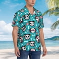 thumbnail image 2 of Lsque Skull Cat pattern Hawaiian Shirt for Men, Unisex Summer Beach Casual Short Sleeve Button Down Shirts-Medium, 2 of 9