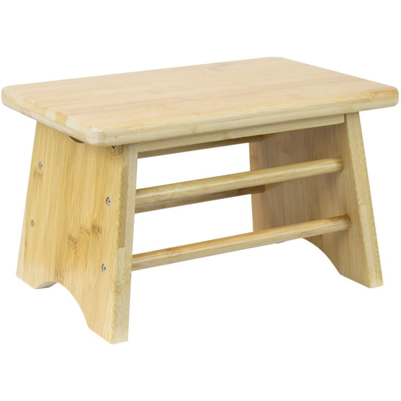 Sorbus Bamboo Step Stool for Kids & Adults, Non-Slip Wooden Bathroom Step Stool, Natural