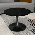 thumbnail image 2 of LeisureMod 24" Round Coffee Table with Sintered Stone Top and Powder-Coated Stainless Steel Pedestal Base for Modern Living Room, Bedroom, Lounge Area Verve Collection in Black, 2 of 9