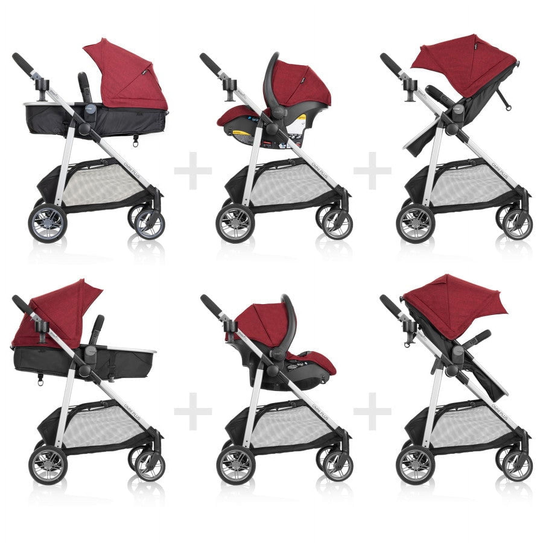 Evenflo Omni Plus Modular Travel System with LiteMax Sport Rear-Facing Infant Car Seat (Brizo Pink), Girl