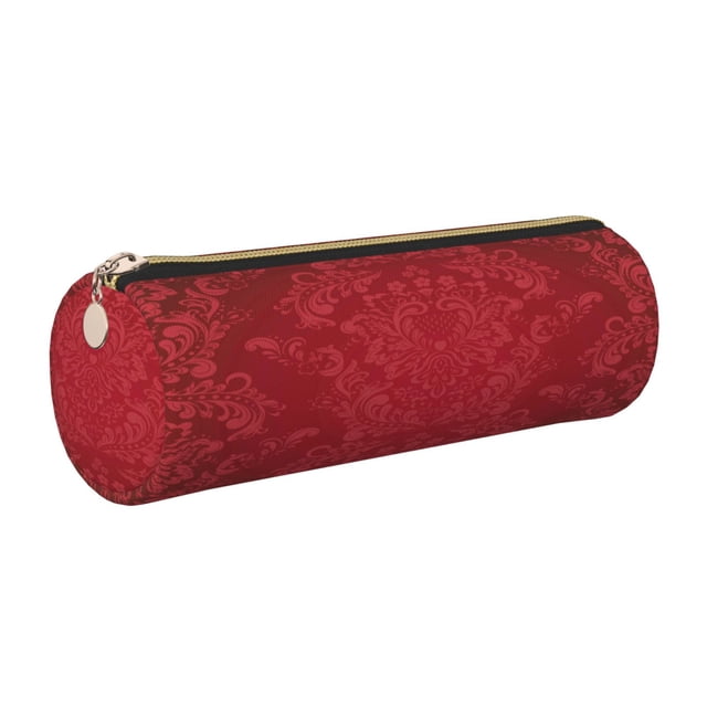 Disketp Vintage Burgundy Estuche Organizador de Lápices de Cuero, Estuche de Oficina con Cremallera para Bolígrafo y Lápiz