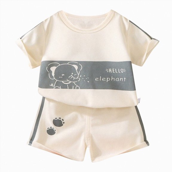 Tkrady Little Boys Fashion Outfits Spring Summer New Short Sleeve Cute Pattern Tops Shorts 2 Piece Set, Sizes 0-6 Years